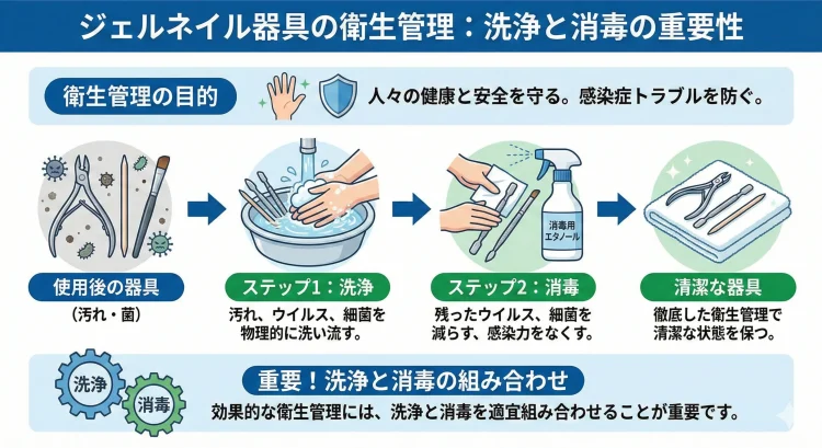 ジェルネイル器具の衛生管理・洗浄と消毒の重要性
