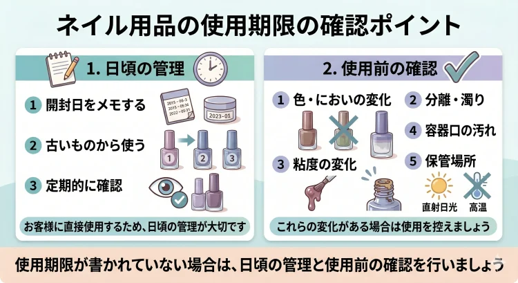 ネイル用品の使用期限の確認ポイント